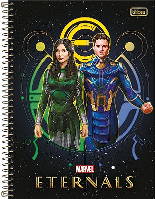 Caderno 1 x 1 Matéria Universitário Eternals Espiral Capa Dura 80  folhas Tilibra Ref: 329240