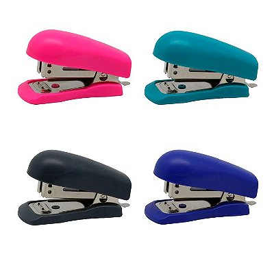 Grampeador Jocar Office 93060 Cores Mini Plástico Extrator 6cm 26/6 Ou 24/6 Até 12 Folhas