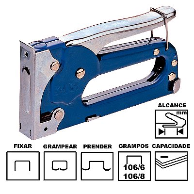 Grampeador Cis C-361 Tapeceiro Profissional Azul 15cm 106/6 Ou 106/8 Ref: 5.4900