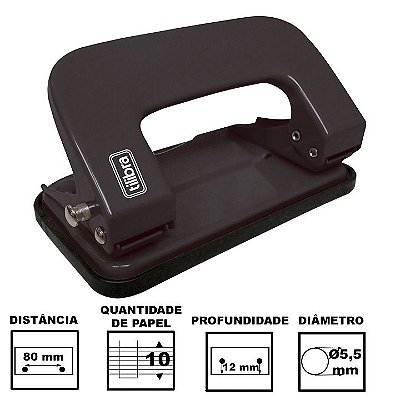 Perfurador De Papel Tilibra P200 Preto Com 2 Furos Até 10 Folhas Ref: 244678