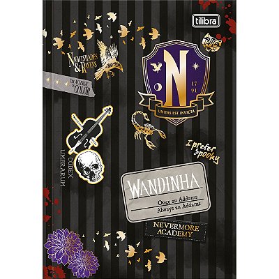 Caderno 1/4 Wandinha Brochura Capa Dura 80 Folhas Tilibra Ref: 348376