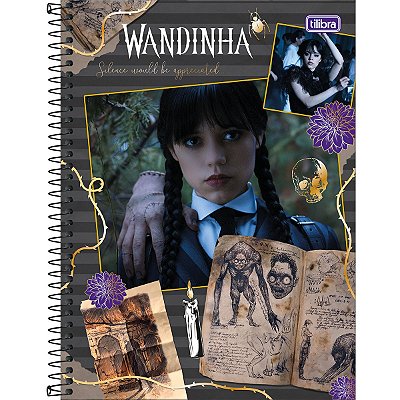 Caderno 1x1 Matéria Universitário Wandinha Connect Espiral Capa Dura 80 Folhas Tilibra Ref: 348392