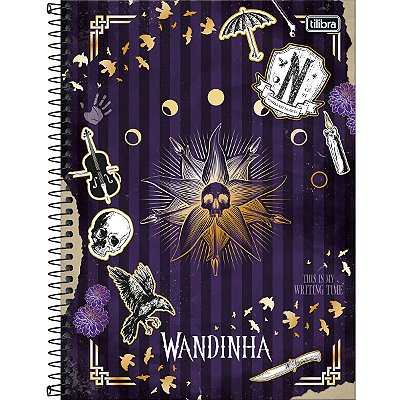 Caderno 10x1 Matérias Universitário Wandinha Connect Espiral Capa Dura 160 Folhas Tilibra Ref: 348384