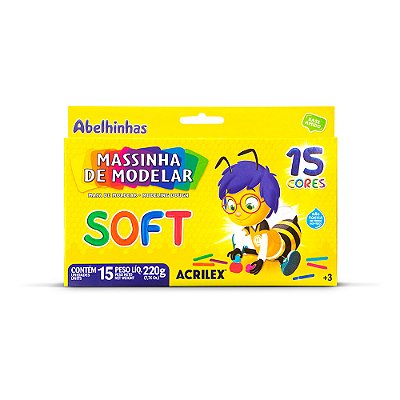 Massa De Modelar Acrilex Abelhinhas Soft 15 Cores 220g Ref: 07314