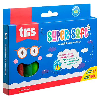 Massa De Modelar Tris Super Soft 12 Cores 180g Ref: 684222