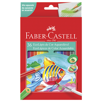 Lápis de Cor Faber Castell Aquarelável Sextavado 36 Cores Com Pincel Ref: 120236G
