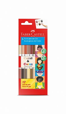 Lápis De Cor Faber Castell Redondo Caras E Cores Tons De Pele 12 Cores Ref: 120606CC