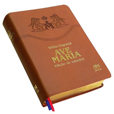 Bíblia Sagrada Ave-Maria - Católica - Capa Corino Marrom Estudos