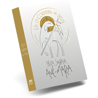 Bíblia Sagrada Ave-Maria - Católica - Capa Plástica Branca - Eis O Cordeiro de Deus