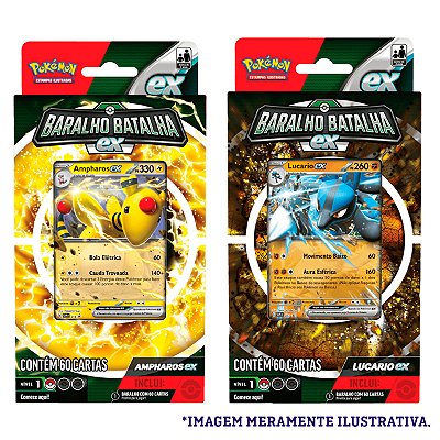 Jogo De Carta Pokemon Deck Batalha EX (Ampharos E Lucario) Com 60 Cartas Copag
