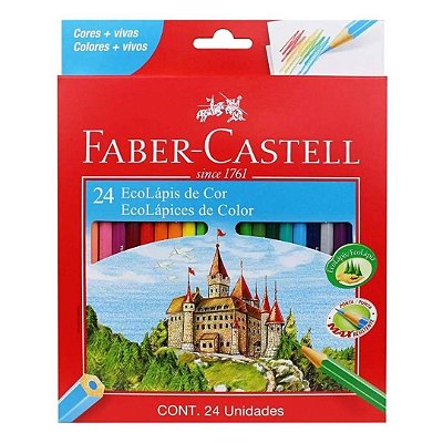 Lápis De Cor Faber Castell Sextavado 24 Cores Ref: 120124G