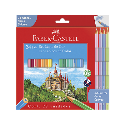 Lápis de Cor Faber Castell Sextavado 24 Cores e 4 Lápis Tons Pastel Ref: 120124-4P
