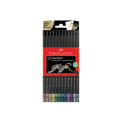 Lápis De Cor Faber Castell Super Soft Redondo 12 Cores Metálicas Ref: 120712SOFTMET