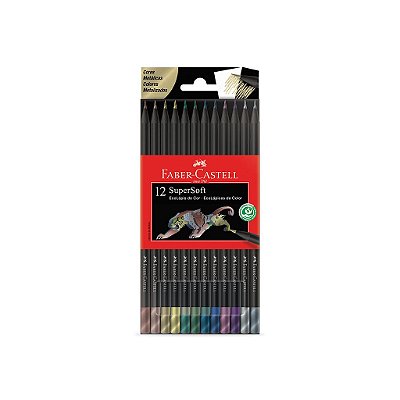 Lápis De Cor Faber Castell Super Soft Redondo 12 Cores Metálicas Ref: 120712SOFTMET