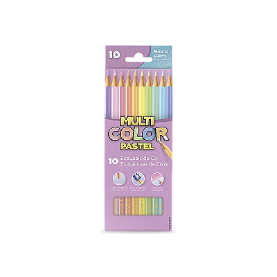 Lápis De Cor Multicolor Sextavado Tons Pastel 10 Cores Ref: 11.1000NP