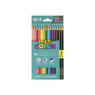 Lápis De Cor Multicolor Sextavado 12 Cores 2 Lápis Preto Ref: 11.1200Ne2G