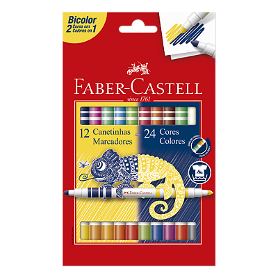 Caneta Hidrográfica Faber Castell Bicolor 24 Cores (12 Unidades) Ref: 150612N