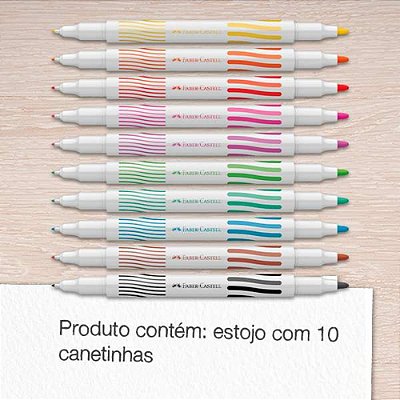 Caneta Hidrográfica Faber Castell Contorna e Pinta 10 Cores Ref: 15.0110DUO