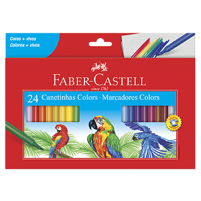 Caneta Hidrográfica Faber Castell 24 Cores Ref: 15.0124CZF