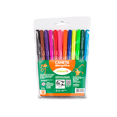 Caneta Hidrográfica Leo E Leo Fina 12 Cores Ref: 4517