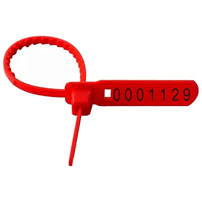 Lacre Para Malote Numerado Escada Plástico Vermelho 16cm Com 100 Peças Tykheplas Ref: 160045