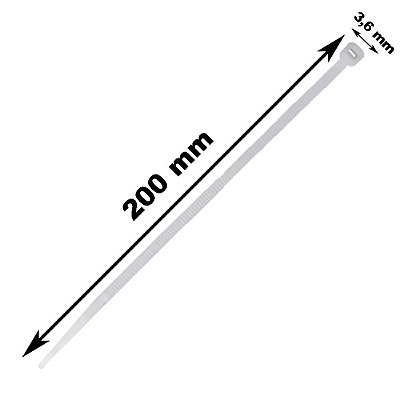 Abraçadeiras De Nylon Branca 3,6 x 200mm 100 Unidades StarTools Ref: AR0155
