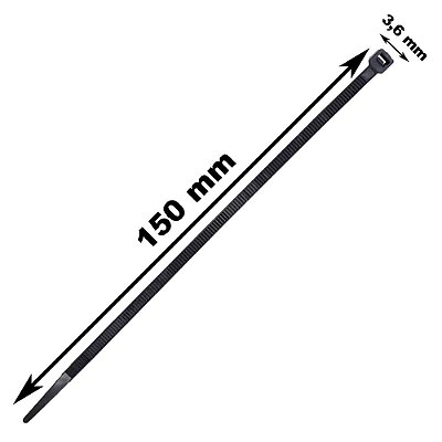 Abraçadeiras De Nylon Preto 3,6 x 150mm 100 Unidades StarTools Ref: AR0144