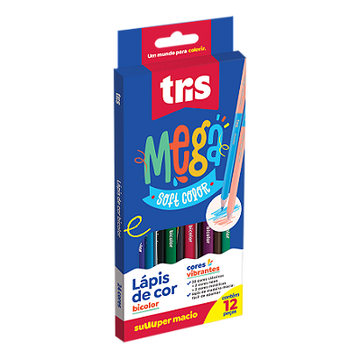 Lápis De Cor Tris Triangular Mega Soft Color 24 Cores (12 Lápis Ponta Dupla) Ref: 678528