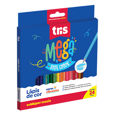 Lápis De Cor Tris Triangular Mega Soft Color 24 Cores Ref: 678252
