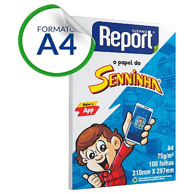 Papel Sulfite A4 Branco Report Senninha 100 Folhas 75g/m²