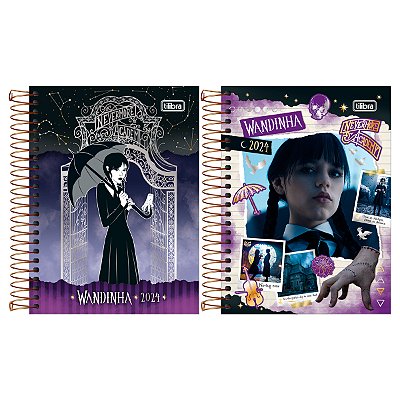 Agenda 2024 Wandinha Diária Espiral Capa Dura M4 (11,7 X 16,4cm) 176 Folhas Tilibra Ref: 349275