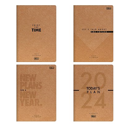 Agenda 2024 Planner Kraftwork Grampeado Capa Flexível M7 (17,8 X 25,5cm) 20 Folhas 90g/m² Tilibra Ref: 327077