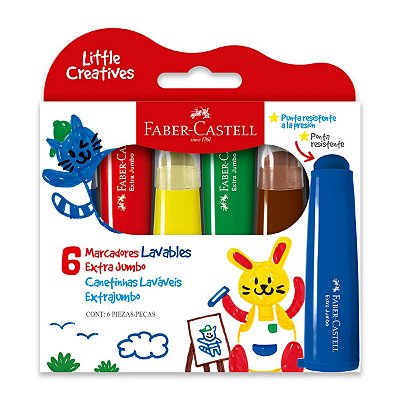 Caneta Hidrográfica Faber Castell Jumbo Little Creatives 6 Cores Ref: 354504