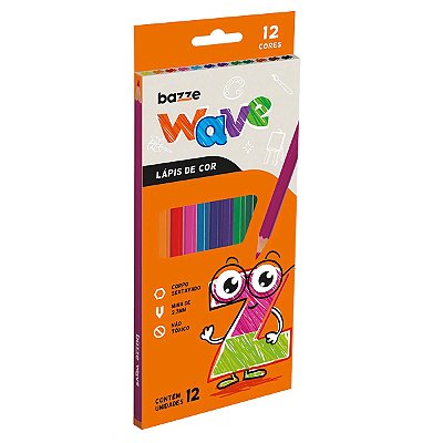 Lápis De Cor Bazze Wave Sextavado Resina 12 Cores Ref: 612942
