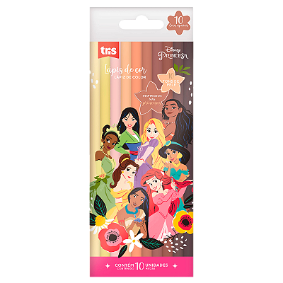 Lápis De Cor Tris Sextavado Disney Princesas Tons De Pele Madeira 10 Cores Ref: 612676