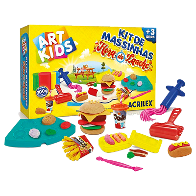 Massa De Modelar Acrilex Kit Hora Do Lanche 200g 14 Peças Ref: 40070
