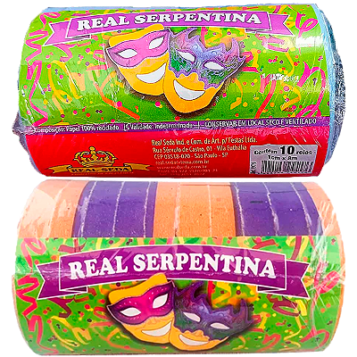 Artigo De Festa Serpentina De Papel Colorido Sortido 1 X 8m 10 Rolos Real Seda Ref: 1979