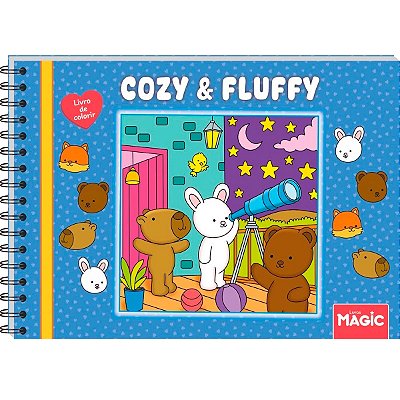 Livro Para Colorir Bobbie Goods Cozy E Fluffy Azul Espiral Capa Dura 96 Páginas 180g/m² Magic Kids Ref: 584716