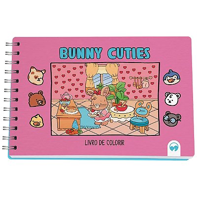 Livro Para Colorir Tipo Bobbie Goods Bunny Cutes Coelho Rosa Espiral Capa Dura 64 Páginas 150g/m² Vale Das Letras
