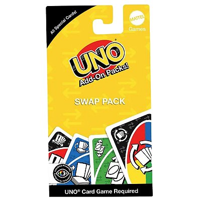 Jogo De Baralho Uno Add-On Pack Trocar Amarelo Acessível Daltonismo 16 Cartas Mattel Ref: JCV59