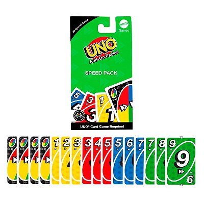 Jogo De Baralho Uno Add-On Pack Velocidade Verde Claro Acessível Daltonismo 16 Cartas Mattel Ref: JCV57