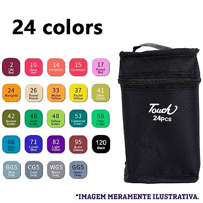 Caneta Marcador Permanente Duas Pontas Touch Kit 24 Cores