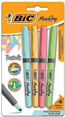 Marca Texto 4 cores Tons Pasteis Bic Marking