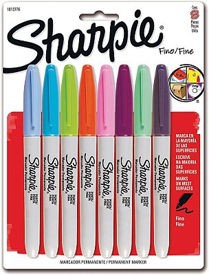 Caneta Marcador Permanente Sharpie com 8 cores Paper Mate