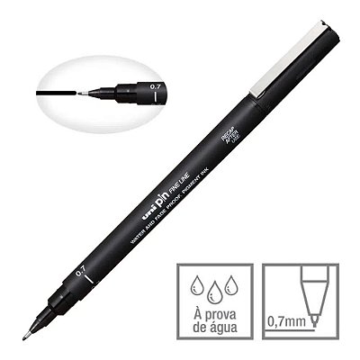 Caneta Nankin Preto 0.7 mm Uni Pin Fine Line Descartável Pin 07-200 Mitsubishi