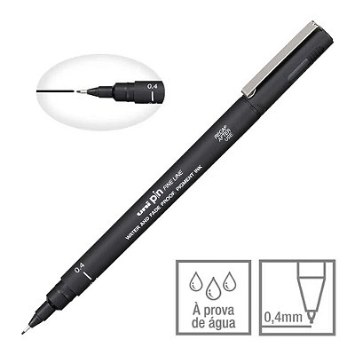 Caneta Nankin Preto 0.4 mm Uni Pin Fine Line Descartável Pin 04-200 Mitsubishi