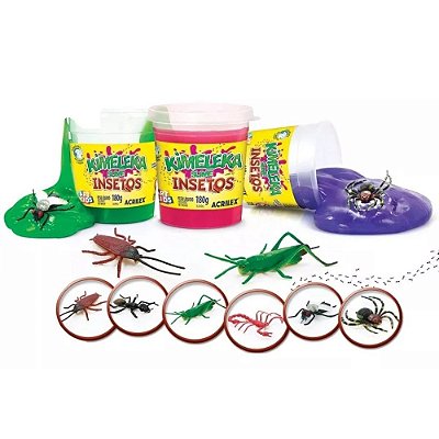 Slime Kimeleka Acrilex Insetos Cores 180g Ref: 05850