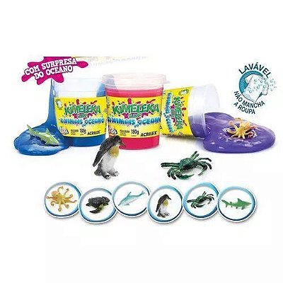 Slime Kimeleka Acrilex Animais Do Oceano Cores 180g Ref: 05860