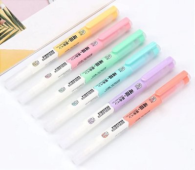 Marca Texto Apagável Ponta Dupla Tons Patel 6 Cores TenFon Ref: H2306-6