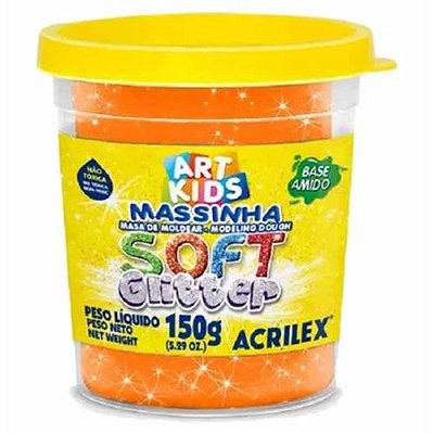 Massa De Modelar Acrilex Soft Glitter 225-Laranja 150g Ref: 07361